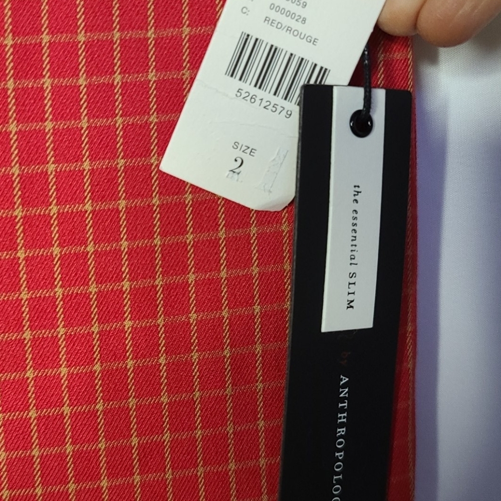 NWT Anthropologie straight leg checkered red career business work pants sz 2 - Picture 11 of 11